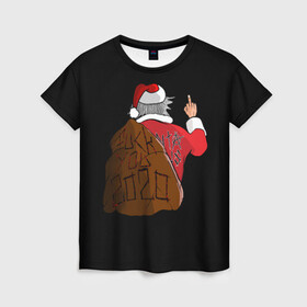Женская футболка 3D с принтом Santa claus в Новосибирске, 100% полиэфир ( синтетическое хлопкоподобное полотно) | прямой крой, круглый вырез горловины, длина до линии бедер | 2020 | 2021 | claus | happy new year | new ear | santa | santa claus | snow | winter | year | год | новый | новый год