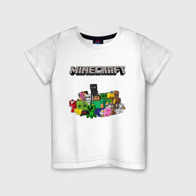 Детская футболка хлопок с принтом MINECRAFT в Новосибирске, 100% хлопок | круглый вырез горловины, полуприлегающий силуэт, длина до линии бедер | minecraft | аид | алмазы | игра майнкрафт | компот | компот. | майнкрафт | нуб | скин