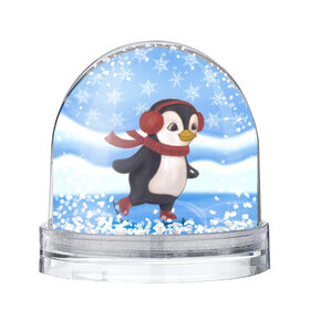 Снежный шар с принтом Пингвинчик на коньках в Новосибирске, Пластик | Изображение внутри шара печатается на глянцевой фотобумаге с двух сторон | 2021 | зима | коньки | лёд | милый | новый год | пингвин | снег | снежинки | фигурное катание