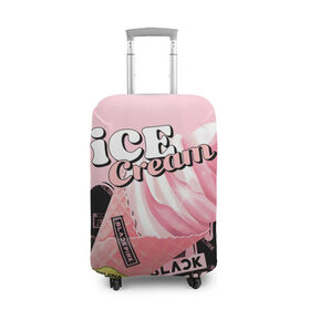 Чехол для чемодана 3D с принтом BLACKPINK ICE CREAM в Новосибирске, 86% полиэфир, 14% спандекс | двустороннее нанесение принта, прорези для ручек и колес | black pink | blackpink | ice cream | k pop | блэкпинк | дженни | джису | к поп | лиса | розэ