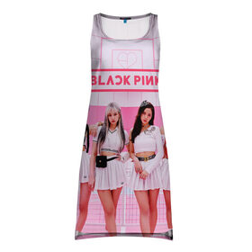 Платье-майка 3D с принтом BLACKPINK в Новосибирске, 100% полиэстер | полуприлегающий силуэт, широкие бретели, круглый вырез горловины, удлиненный подол сзади. | black pink | blackpink | k pop | блэкпинк | дженни | джису | к поп | лиса | розэ