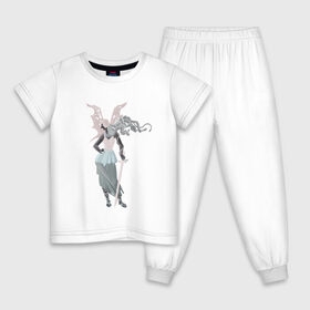 Детская пижама хлопок с принтом Горгона в Новосибирске, 100% хлопок |  брюки и футболка прямого кроя, без карманов, на брюках мягкая резинка на поясе и по низу штанин
 | fantasy | monster | горгона | доспехи | змеи | крылья | меч | монстр | фэнтези