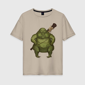 Женская футболка хлопок Oversize с принтом Жаба в Новосибирске, 100% хлопок | свободный крой, круглый ворот, спущенный рукав, длина до линии бедер
 | fantasy | monster | жаба | животные | земноводные | лягушка | монстр | фэнтези