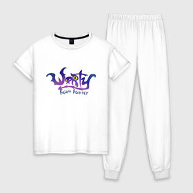Женская пижама хлопок с принтом TRDGARPG, Worthy Heart hunter, логотип в Новосибирске, 100% хлопок | брюки и футболка прямого кроя, без карманов, на брюках мягкая резинка на поясе и по низу штанин | 