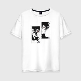 Женская футболка хлопок Oversize с принтом Черный клевер в Новосибирске, 100% хлопок | свободный крой, круглый ворот, спущенный рукав, длина до линии бедер
 | asta | black clover | акума | аста | демон | пятилистник | черный клевер | юно