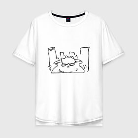 Мужская футболка хлопок Oversize с принтом Курсэд Кэтс Семь в Новосибирске, 100% хлопок | свободный крой, круглый ворот, “спинка” длиннее передней части | cat | community | electronic mushroom | meme