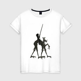 Женская футболка хлопок с принтом Всадник в Новосибирске, 100% хлопок | прямой крой, круглый вырез горловины, длина до линии бедер, слегка спущенное плечо | fantasy | monster | всадник | животные | копьё | магия | монстр | рыцарь | фэнтези