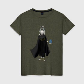 Женская футболка хлопок с принтом Демон в Новосибирске, 100% хлопок | прямой крой, круглый вырез горловины, длина до линии бедер, слегка спущенное плечо | fantasy | monster | демон | магия | монстр | скелет | фэнтези