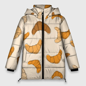 Женская зимняя куртка 3D с принтом Круассаны - Вкусный узор в Новосибирске, верх — 100% полиэстер; подкладка — 100% полиэстер; утеплитель — 100% полиэстер | длина ниже бедра, силуэт Оверсайз. Есть воротник-стойка, отстегивающийся капюшон и ветрозащитная планка. 

Боковые карманы с листочкой на кнопках и внутренний карман на молнии | еда | завтрак | круассан | оранжевый | паттерн | рогалики | сладости | узор | фастфуд