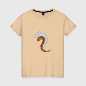 Женская футболка хлопок с принтом Насекомое в Новосибирске, 100% хлопок | прямой крой, круглый вырез горловины, длина до линии бедер, слегка спущенное плечо | fantasy | monster | животные | земноводные | монстр | насекомое | сколопендра | фэнтези