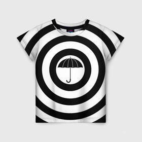 Детская футболка 3D с принтом Узор Академия Амбрелла в Новосибирске, 100% гипоаллергенный полиэфир | прямой крой, круглый вырез горловины, длина до линии бедер, чуть спущенное плечо, ткань немного тянется | академия | амбрелла | белый | зонт | полосы | узор | фильм | черный