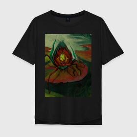 Мужская футболка хлопок Oversize с принтом Ходячий цветок в Новосибирске, 100% хлопок | свободный крой, круглый ворот, “спинка” длиннее передней части | болото | кувшинка | лилия | насекомое | паук | пруд | растение | цветок