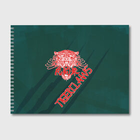 Альбом для рисования с принтом Tiger Claws Gang CP 2077 в Новосибирске, 100% бумага
 | матовая бумага, плотность 200 мг. | Тематика изображения на принте: city | claw | cyberpunk | gang | night | tiger | андроид | киберпанк | киборг | найт | робот | сити