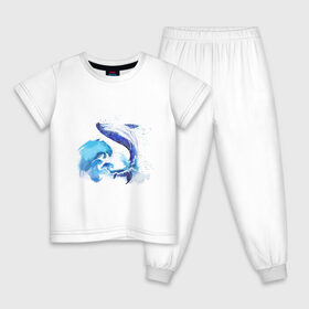 Детская пижама хлопок с принтом Акварельный кит в Новосибирске, 100% хлопок |  брюки и футболка прямого кроя, без карманов, на брюках мягкая резинка на поясе и по низу штанин
 | акварель | вода | волны | кит | море | морское | рисунок | рыбы | стихия
