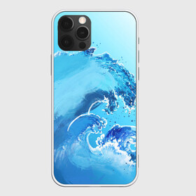 Чехол для iPhone 12 Pro Max с принтом Волна с фоном в Новосибирске, Силикон |  | акварель | брызги | вода | волны | море | океан