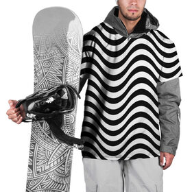 Накидка на куртку 3D с принтом ЧБ Волна в Новосибирске, 100% полиэстер |  | зебра | кривые | полосы | текстуры | узор волна | чб | чб волна | черное и белое