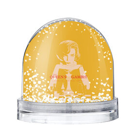 Снежный шар с принтом Ход королевы в Новосибирске, Пластик | Изображение внутри шара печатается на глянцевой фотобумаге с двух сторон | the queens gambit | графика | девушка | королева | шахматы