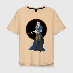 Мужская футболка хлопок Oversize с принтом Темная колдунья в Новосибирске, 100% хлопок | свободный крой, круглый ворот, “спинка” длиннее передней части | ведьма | девушка | колдунья | маг | магия | фэнтези
