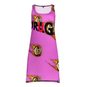 Платье-майка 3D с принтом DRAG RACE в Новосибирске, 100% полиэстер | полуприлегающий силуэт, широкие бретели, круглый вырез горловины, удлиненный подол сзади. | fashiom | fire | game | hip hop | rap | street style | top | игра | мода | надпись | огонь | рэп | топ | уличный стиль | хип хоп