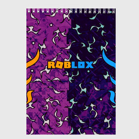 Скетчбук с принтом Roblox | Роблокс в Новосибирске, 100% бумага
 | 48 листов, плотность листов — 100 г/м2, плотность картонной обложки — 250 г/м2. Листы скреплены сверху удобной пружинной спиралью | 2 цвета | game | roblox | абстракция | игра | огонь | пламя | роблокс