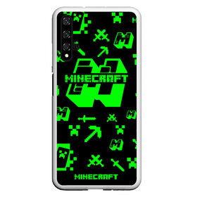 Чехол для Honor 20 с принтом Minecraft в Новосибирске, Силикон | Область печати: задняя сторона чехла, без боковых панелей | minecraft | алекс | белый | блоки | ведьма | взрывчатка | визера | волк | гаст | добывать | дракон | зеленый куб | зомби | игра | крафт | крипер | кубики | лошадка | майн | майнкрафт | манкрафт | овечка | оцелот