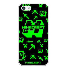 Чехол для iPhone 5/5S матовый с принтом Minecraft в Новосибирске, Силикон | Область печати: задняя сторона чехла, без боковых панелей | Тематика изображения на принте: minecraft | алекс | белый | блоки | ведьма | взрывчатка | визера | волк | гаст | добывать | дракон | зеленый куб | зомби | игра | крафт | крипер | кубики | лошадка | майн | майнкрафт | манкрафт | овечка | оцелот
