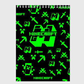 Скетчбук с принтом Minecraft в Новосибирске, 100% бумага
 | 48 листов, плотность листов — 100 г/м2, плотность картонной обложки — 250 г/м2. Листы скреплены сверху удобной пружинной спиралью | minecraft | алекс | белый | блоки | ведьма | взрывчатка | визера | волк | гаст | добывать | дракон | зеленый куб | зомби | игра | крафт | крипер | кубики | лошадка | майн | майнкрафт | манкрафт | овечка | оцелот