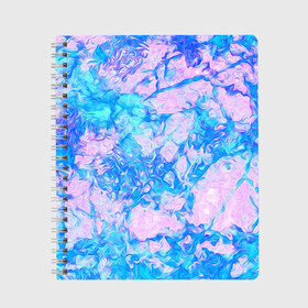 Тетрадь с принтом Нежные краски в Новосибирске, 100% бумага | 48 листов, плотность листов — 60 г/м2, плотность картонной обложки — 250 г/м2. Листы скреплены сбоку удобной пружинной спиралью. Уголки страниц и обложки скругленные. Цвет линий — светло-серый
 | abstract | blue | casual | casual style | pink | texture | абстрактный рисунок | абстракция | блики | брызги | вода | волны | градиент | краски | мазки | море | морская | пастельные цвета | повседневный | пятна красок