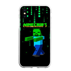 Чехол для iPhone XS Max матовый с принтом Minecraft в Новосибирске, Силикон | Область печати: задняя сторона чехла, без боковых панелей | Тематика изображения на принте: minecraft | алекс | белый | блоки | ведьма | взрывчатка | визера | волк | гаст | добывать | дракон | зеленый куб | зомби | игра | крафт | крипер | кубики | лошадка | майн | майнкрафт | манкрафт | овечка | оцелот