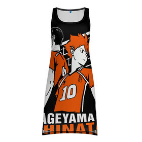 Платье-майка 3D с принтом Haikyuu Hinata Kageyama в Новосибирске, 100% полиэстер | полуприлегающий силуэт, широкие бретели, круглый вырез горловины, удлиненный подол сзади. | Тематика изображения на принте: anime | haiku | haikuu | haikyu | haikyuu | hinata | kageyama | karasuno | shoe | аниме | атака титанов | ван пис | волейбол | кагеяма | карасуно | наруто | некома | хайку | хината | чиби | шариторидзава | шое