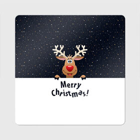 Магнит виниловый Квадрат с принтом Merry Christmas в Новосибирске, полимерный материал с магнитным слоем | размер 9*9 см, закругленные углы | christmas | merry christmas | santa claus | дед мороз | ёлка | новогодние олени | новый год | оленёнок бэмби | оленёнок рудольф | орнамент | с новым годом | санта клаус | свитер с оленями | снегурочка | снежинки | узоры
