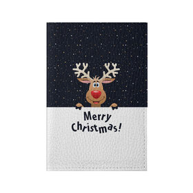 Обложка для паспорта матовая кожа с принтом Merry Christmas в Новосибирске, натуральная матовая кожа | размер 19,3 х 13,7 см; прозрачные пластиковые крепления | christmas | merry christmas | santa claus | дед мороз | ёлка | новогодние олени | новый год | оленёнок бэмби | оленёнок рудольф | орнамент | с новым годом | санта клаус | свитер с оленями | снегурочка | снежинки | узоры