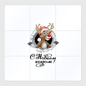 Магнитный плакат 3Х3 с принтом С Новым Годом! в Новосибирске, Полимерный материал с магнитным слоем | 9 деталей размером 9*9 см | christmas | merry christmas | santa claus | дед мороз | ёлка | новогодние олени | новый год | оленёнок бэмби | оленёнок рудольф | орнамент | с новым годом | санта клаус | свитер с оленями | снегурочка | снежинки | узоры