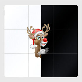 Магнитный плакат 3Х3 с принтом Новогодний Олень в Новосибирске, Полимерный материал с магнитным слоем | 9 деталей размером 9*9 см | christmas | merry christmas | santa claus | дед мороз | ёлка | новогодние олени | новый год | оленёнок бэмби | оленёнок рудольф | орнамент | с новым годом | санта клаус | свитер с оленями | снегурочка | снежинки | узоры