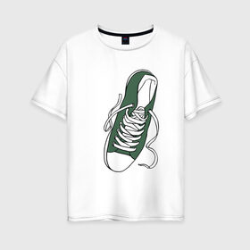 Женская футболка хлопок Oversize с принтом кроссовок в Новосибирске, 100% хлопок | свободный крой, круглый ворот, спущенный рукав, длина до линии бедер
 | влюбленных | день святого валентина | для двоих | для пар | кеды | кроссовок | парные | подарок | симпсоны