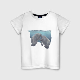 Детская футболка хлопок с принтом Ламантины в Новосибирске, 100% хлопок | круглый вырез горловины, полуприлегающий силуэт, длина до линии бедер | carpg | manatee | животные | ламантин | морская корова