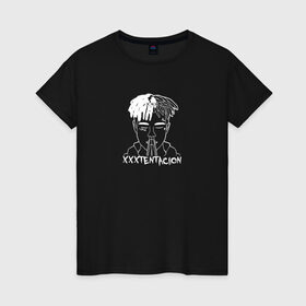 Женская футболка хлопок с принтом XXXTentacion в Новосибирске, 100% хлопок | прямой крой, круглый вырез горловины, длина до линии бедер, слегка спущенное плечо | xxxtentacion | музыка | музыкант | певец | рэп | тентасьон | хип хоп