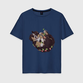Женская футболка хлопок Oversize с принтом Щенок в гирлянде в Новосибирске, 100% хлопок | свободный крой, круглый ворот, спущенный рукав, длина до линии бедер
 | carpg | бернский зенненхунд | домашний любимец | праздник | собачник | щенок