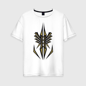 Женская футболка хлопок Oversize с принтом sharp geometry в Новосибирске, 100% хлопок | свободный крой, круглый ворот, спущенный рукав, длина до линии бедер
 | геометрия | золотой | треугольники | черный