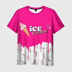 Мужская футболка 3D с принтом Ice Cream BlackPink в Новосибирске, 100% полиэфир | прямой крой, круглый вырез горловины, длина до линии бедер | Тематика изображения на принте: blackpink | blink | bts | exo | icecream | jennie | jisoo | korea | kpop | lisa | love | rose | блекпинк | девушки | корея | кпоп | музыка