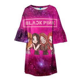 Детское платье 3D с принтом Black Pink в Новосибирске, 100% полиэстер | прямой силуэт, чуть расширенный к низу. Круглая горловина, на рукавах — воланы | blackpink | blink | bts | exo | icecream | jennie | jisoo | korea | kpop | lisa | love | rose | блекпинк | девушки | корея | кпоп | музыка