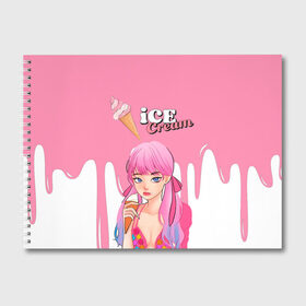 Альбом для рисования с принтом BLACKPINK Ice Cream в Новосибирске, 100% бумага
 | матовая бумага, плотность 200 мг. | Тематика изображения на принте: blackpink | blink | bts | exo | icecream | jennie | jisoo | korea | kpop | lisa | love | rose | блекпинк | девушки | корея | кпоп | музыка