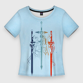 Женская футболка 3D Slim с принтом Sword Art Online в Новосибирске,  |  | alice | alicization | asuna | kirito | sao | sword art online | underworld | алиса | алисизация | асуна | кирито | мастера меча онлайн | чёрный мечник | юджио
