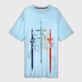 Платье-футболка 3D с принтом Sword Art Online в Новосибирске,  |  | alice | alicization | asuna | kirito | sao | sword art online | underworld | алиса | алисизация | асуна | кирито | мастера меча онлайн | чёрный мечник | юджио