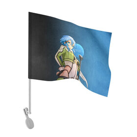 Флаг для автомобиля с принтом Sinon в Новосибирске, 100% полиэстер | Размер: 30*21 см | Тематика изображения на принте: alice | alicization | asuna | kirito | sao | sword art online | underworld | алиса | алисизация | асуна | кирито | мастера меча онлайн | чёрный мечник | юджио