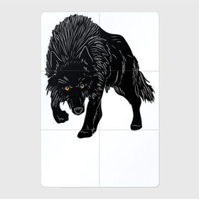 Магнитный плакат 2Х3 с принтом Черный Волк в Новосибирске, Полимерный материал с магнитным слоем | 6 деталей размером 9*9 см | art | black wolf | dark | tattoo | witch | wolf | арт | волк | готика | готические | дикий | животные | зверь | злая собака | одиночка | пес | природа | символ | смелость | собака | собачка | тату | татуировки | темный | тьма
