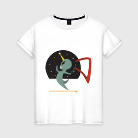 Женская футболка хлопок с принтом Norman Alien в Новосибирске, 100% хлопок | прямой крой, круглый вырез горловины, длина до линии бедер, слегка спущенное плечо | alien | единорог | космос | пришелец