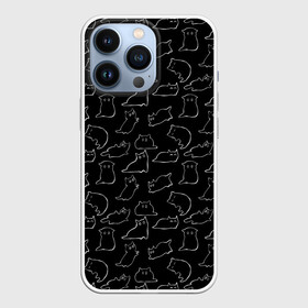 Чехол для iPhone 13 Pro с принтом Cats в Новосибирске,  |  | cats. black | doodle | белое | забавно | кот | котики | кошки | милое | минимализм | черное