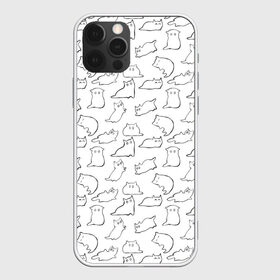 Чехол для iPhone 12 Pro Max с принтом Cats в Новосибирске, Силикон |  | cats. black | doodle | white | белое | забавно | кот | котики | кошки | милое | минимализм | черное