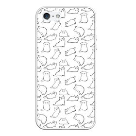 Чехол для iPhone 5/5S матовый с принтом Cats в Новосибирске, Силикон | Область печати: задняя сторона чехла, без боковых панелей | cats. black | doodle | white | белое | забавно | кот | котики | кошки | милое | минимализм | черное